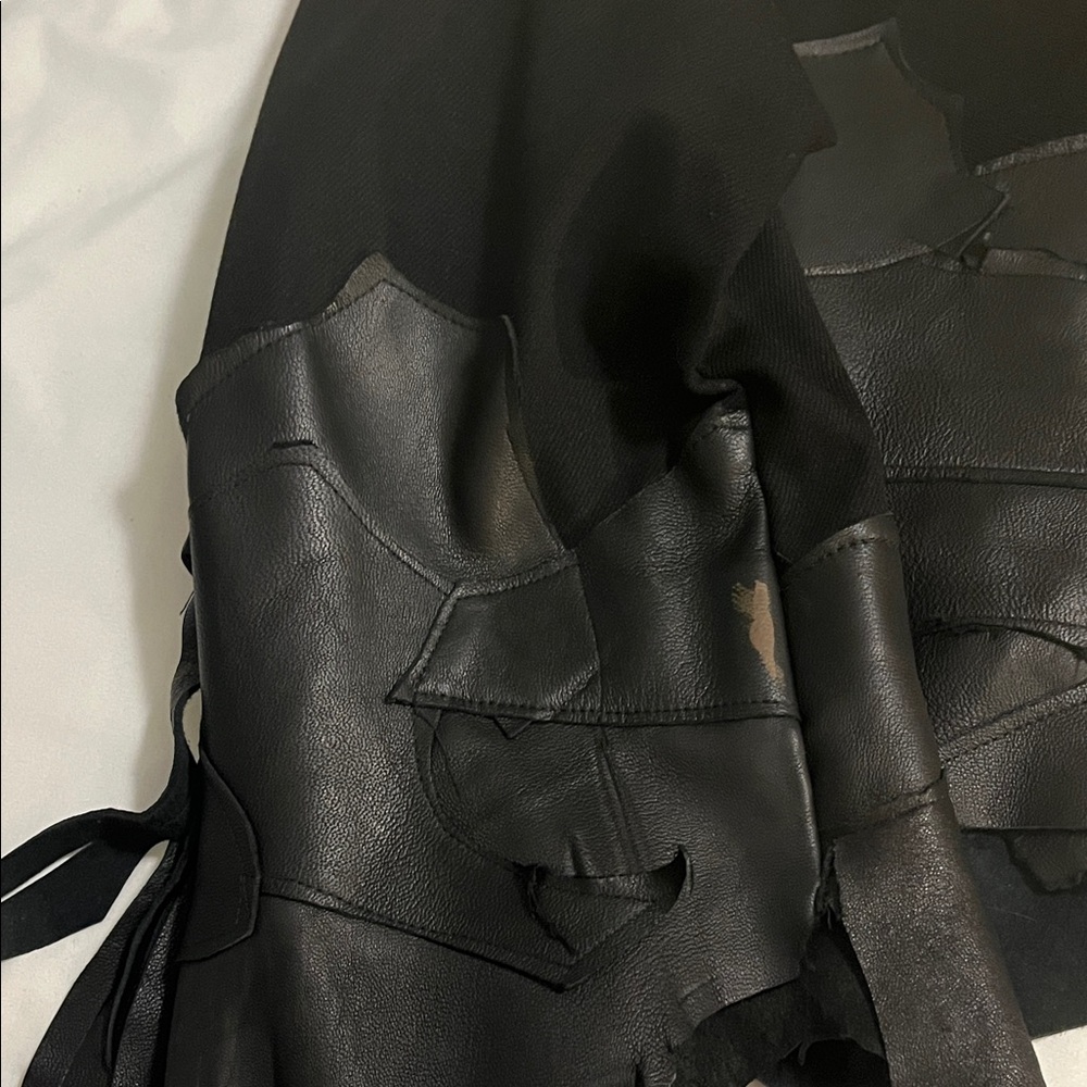 Unique Black Leather Patchwork Long Sleeve Top - Picture 9 of 9
